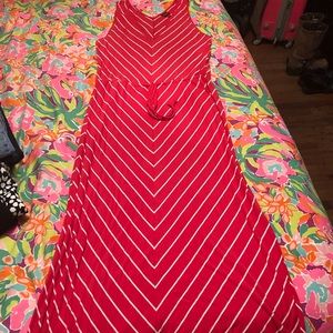 Red/ White Maxi dress
